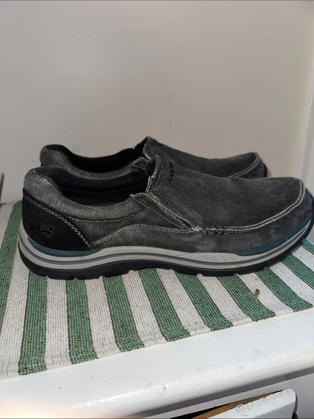 Skechers Men's Slip-On Canvas Loafers in Charcoal Gray